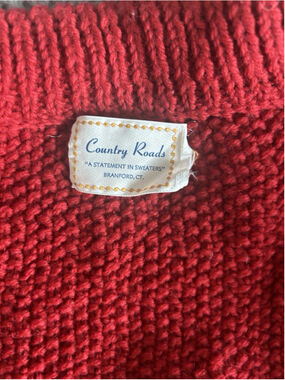 Country Roads Hand Made Sweater Red Size Medium Button Side
